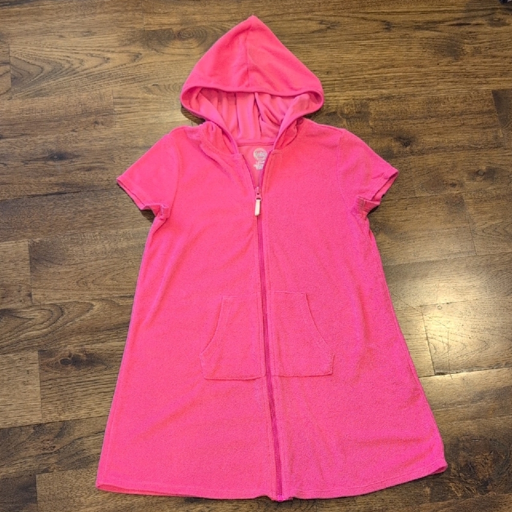 Girls Wonder Nation pink full zip swim cover size L(10/12)